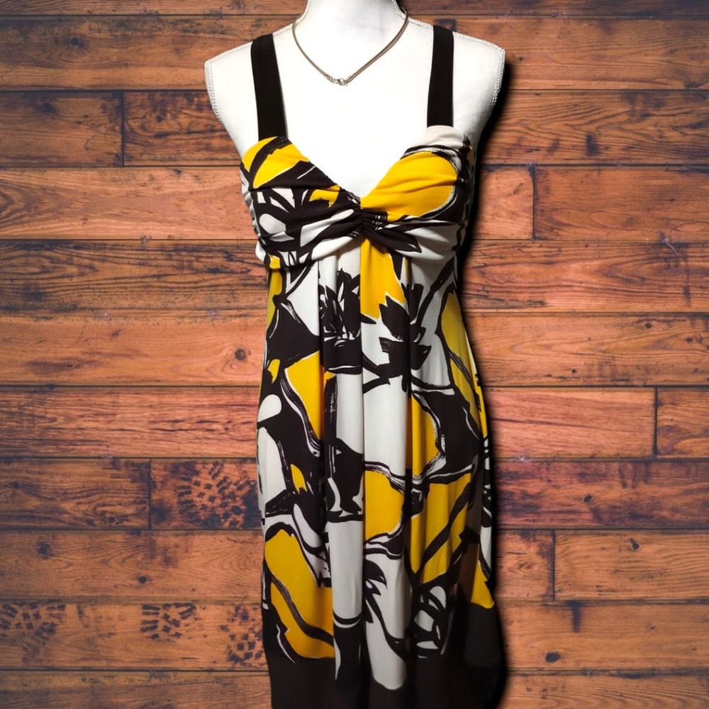 Brown, Yellow and White Bisou Bisou Mini Dress